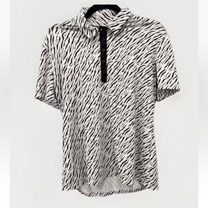 Coral Bay Golf Womens Size Medium p ZEBRA Short Sleeve Polo Shirt Tennis white